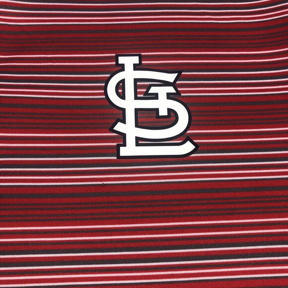 MLB St. Louis Cardinals Men's Polo Shirt Short Sleeve Medium Striped 74243 Red - Picture 3 of 16